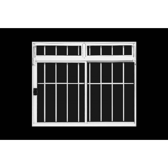 Janela 2 Folhas de Correr Bandeira Grade Total 100x100cm Branca