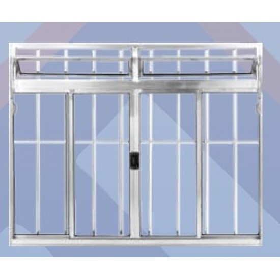 Janela 4 Folhas de Correr Bandeira Grade Total 100x200cm Natural