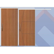 PSMXP90BB - Porta Sobrepor com Puxador de Madeira Castanha 90cm Batente Branca