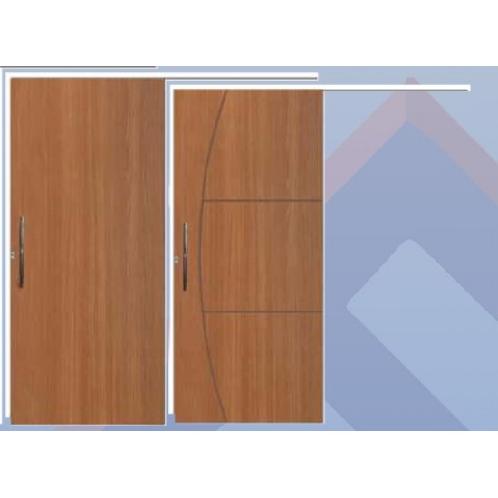 Porta Sobrepor de Madeira Castanha 210x80cm Batente Branco