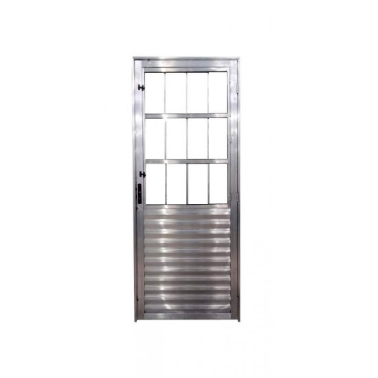 Porta Social Postigo 3 Vidro 210X80cm Esquerda Liso Natural